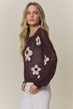 Load image into Gallery viewer, 6527-Lightweight Floral Sweater Top-BLACKBERRY
