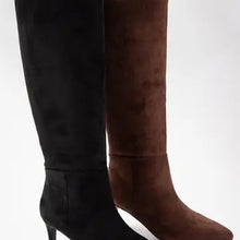 Load image into Gallery viewer, 6422- Joanna Pointed Toe Knee-High Kitten Heel Boots-BLACK
