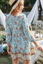 Load image into Gallery viewer, 4285-Long Sleeves Floral Ruffled Dress-BLUE
