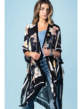 Load image into Gallery viewer, 6226- Moonlit Floral Viscose Kimono-BLACK FLORAL
