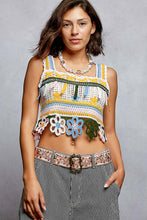 Load image into Gallery viewer, 6063- Sleeveless Crochet Weave Knit Top-YELLOW
