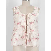Load image into Gallery viewer, 6413- Boho Floral Print Tie Front Sleeveless Top
