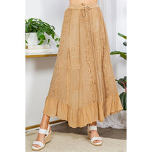 Load image into Gallery viewer, 4588-Gypsy Rhapsody: Textured Tiered Skirt with Aari Embroidery-CAMEL
