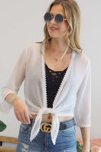 Load image into Gallery viewer, 6105-TEXTURED CHIFFON FRONT TIE BOLERO-WHITE
