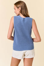 Load image into Gallery viewer, 5194-Round Neck Beach Sweater Tank Top - -BLUE
