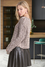 Load image into Gallery viewer, 5545-MINERAL Washed Sweater Top with Cut Edge-BROWN

