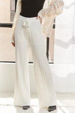 Load image into Gallery viewer, 4883-WAIST TIE TEXTURE WIDE LEG KNIT PANTS -OFF WHITE

