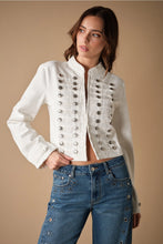 Load image into Gallery viewer, 6523- Western Military Button Twill Jacket-WHITE
