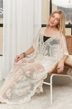 Load image into Gallery viewer, 5960-Sheer Lace Maxi Cove Up-Beige
