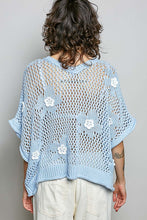 Load image into Gallery viewer, 6013- POL-Floral Patch Thin Sweater Top-BLUE
