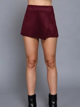 Load image into Gallery viewer, 6399- Front Wrap Faux Suede Skort-WINE
