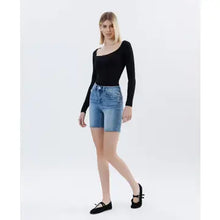 Load image into Gallery viewer, 6137- RISEN-High Rise Raw Hem Bermuda Shorts

