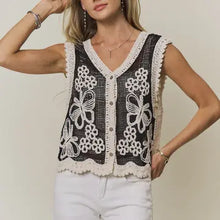 Load image into Gallery viewer, 6337-  Boho Floral Butterfly Crochet Vest Top
