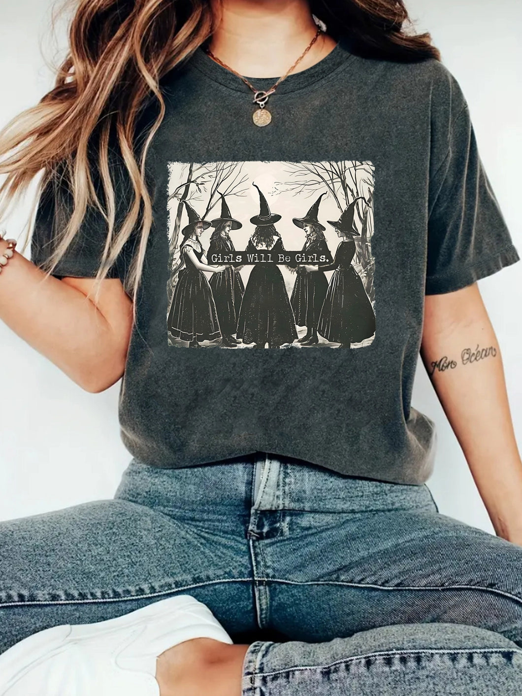 5388-GIRLS WILL BE GIRLS T-Shirt-BLACK GREY