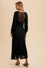 Load image into Gallery viewer, 4689-Raglan Vintage Lace Paneled Dress-BLACK
