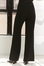 Load image into Gallery viewer, 4882-WAIST TIE TEXTURE WIDE LEG KNIT PANTS -BLACK
