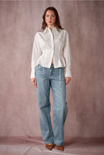 Load image into Gallery viewer, 6485- Beaded Embroidery Waist Tie Shirt-WHITE
