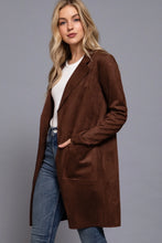 Load image into Gallery viewer, 6639- Long Sleeve Open Faux Suede Jacket-BROWN
