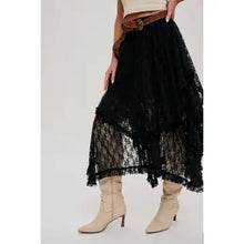 Load image into Gallery viewer, 6316- Lace Tier Midi Skirt-BLACK
