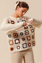 Load image into Gallery viewer, 4906-GRANNY SQUARE CROCHET SWEATER TOP
