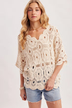 Load image into Gallery viewer, 6364- V-Neck Open-Work Crochet Top-NATURAL
