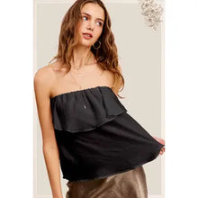 Load image into Gallery viewer, 6142- Off Shoulder Ruffle Detail Tube Top-BLACK
