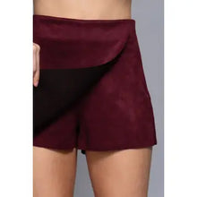 Load image into Gallery viewer, 6399- Front Wrap Faux Suede Skort-WINE
