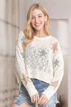 Load image into Gallery viewer, 5214-Lightweight Star Sweater Top-CREAM
