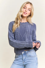 Load image into Gallery viewer, 5735-TEXTURED Cable Knit Crew Neck Sweater-NAVY
