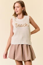 Load image into Gallery viewer, 5195-Round Neck Beach Sweater Tank Top - OFF WHITE
