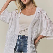 Load image into Gallery viewer, 6259- Boho Embroidery Kimono Cardigan-WHITE
