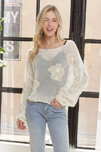 Load image into Gallery viewer, 6528-Lightweight Floral Sweater Top-IVORY
