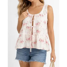 Load image into Gallery viewer, 6413- Boho Floral Print Tie Front Sleeveless Top

