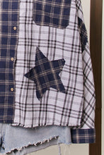 Load image into Gallery viewer, 5344-Color Block Plaid Shirt with Patch Detail
