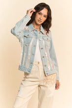 Load image into Gallery viewer, 5239-Embroidered Mesh Denim Jacket-WHITE LACE
