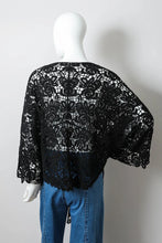 Load image into Gallery viewer, 4296-Crochet Floral Petal Kimono Wrap-BLACK
