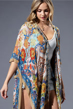 Load image into Gallery viewer, 6497-Gold Blue Mandala Viscose Kimono
