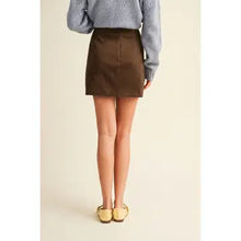 Load image into Gallery viewer, 6308- Faux Suede Vertical Seam Mini Skirt-CHOCO

