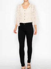 Load image into Gallery viewer, 6430- Dreamy Crochet Tulle Tiered Sleeved Cardigan- NATURAL
