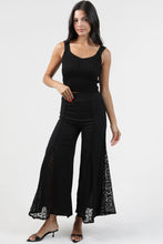 Load image into Gallery viewer, 6592- Lace Inserts Flare Bell Bottom Pants-BLACK
