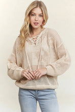 Load image into Gallery viewer, 5976-Hoodie Print Long Sleeves Sweater -OATMEAL
