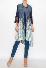 Load image into Gallery viewer, 5371-Cropped Denim Vest with Lace -NAVY
