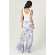 Load image into Gallery viewer, 6248-  Floral Print Wide Leg Tiered Pants-IV/BLUE
