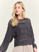 Load image into Gallery viewer, 5776-CROCHETED Open-Knit Pullover Sweater-GREY

