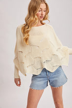 Load image into Gallery viewer, 6361- Poncho Style Dolman Sleeved Open Knit Sweater-ECRU

