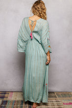 Load image into Gallery viewer, 5804- POL V-Neck Tassel Glint Embroidery Cotton Flowy Fit Maxi Dress
