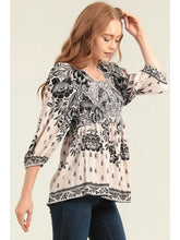 Load image into Gallery viewer, 5586-Square Neck Long Sleeve Smocked Bust Blouse-CREAM
