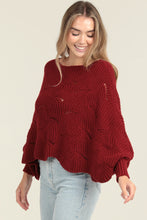 Load image into Gallery viewer, 5709-Cable Knit Pullover Bat Wing Sweater-RED
