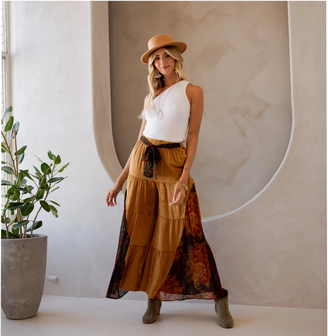 4538-Rustic Bohemian: Side Panelled Patchwork Pants