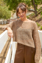 Load image into Gallery viewer, 4703-Metallic Net Pullover Sweater-TOFFEE
